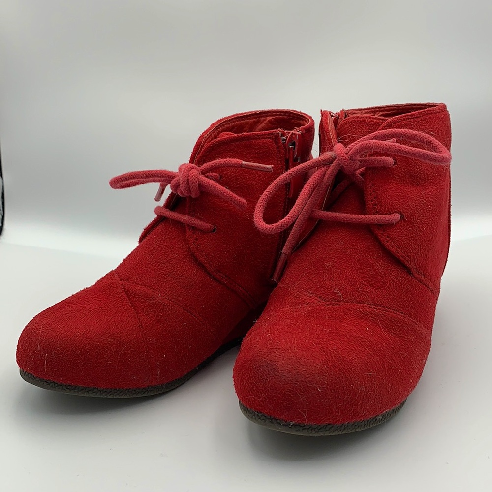 Girls Dream Pairs Red Ankle Wedge Booties, Sz 11